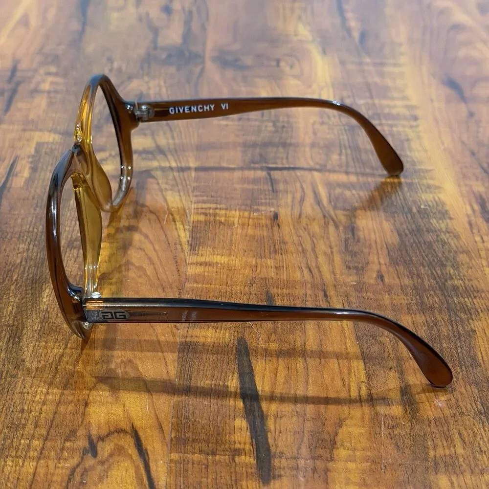 Rare Vintage Givenchy VI Unico Canada Optyl Amber Brown Eyeglass Frames Only